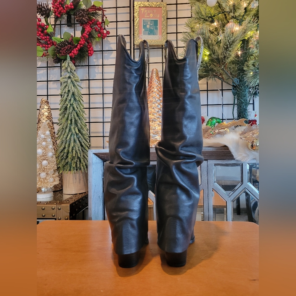 Steve Madden Lassy Western Cowboy Cuff Boots Soft Scrunch Genuine Leather New - Picture 11 of 16